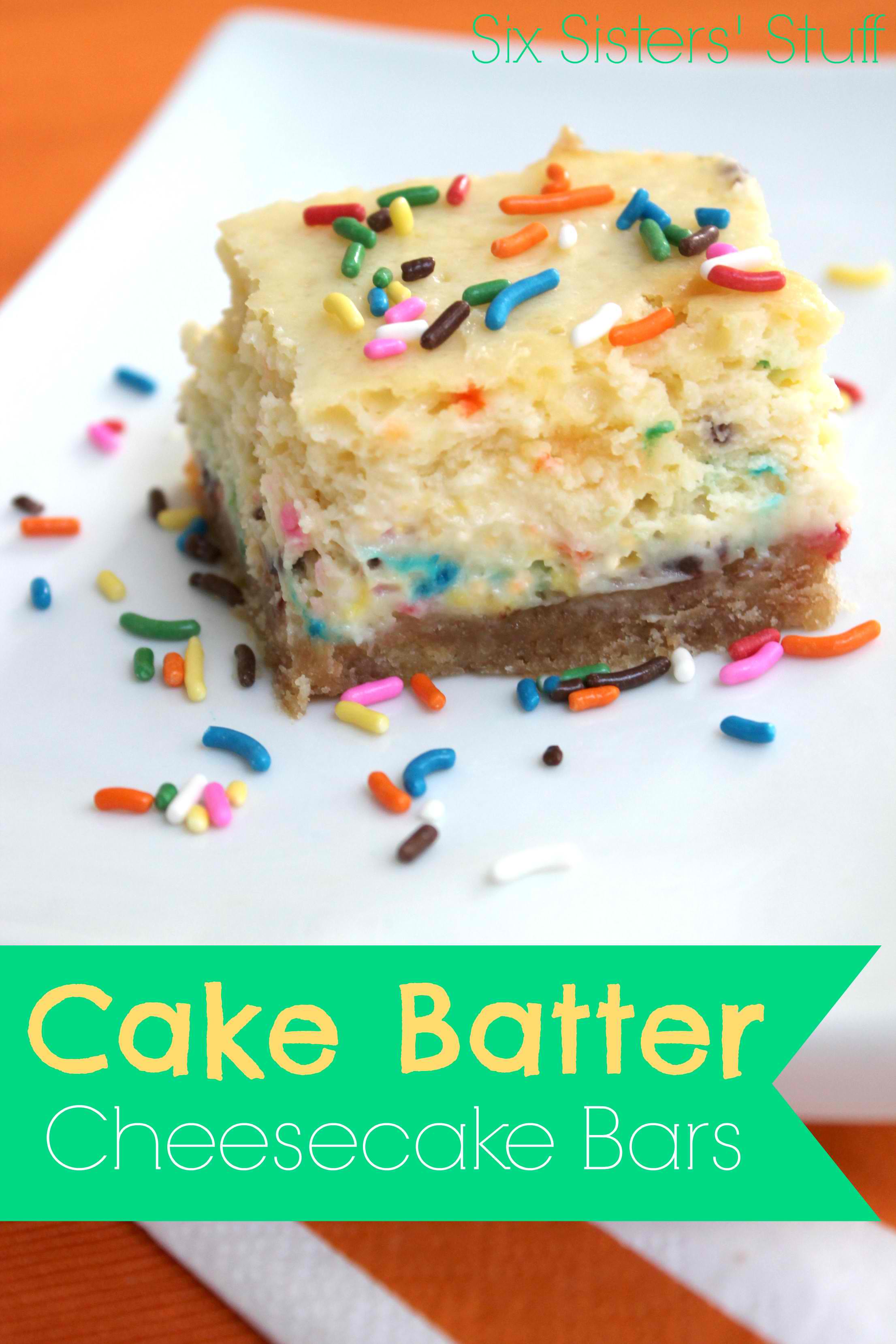 Cake Batter Cheesecake Bars