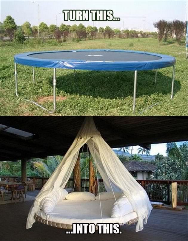 DIY Hanging Trampoline Bed