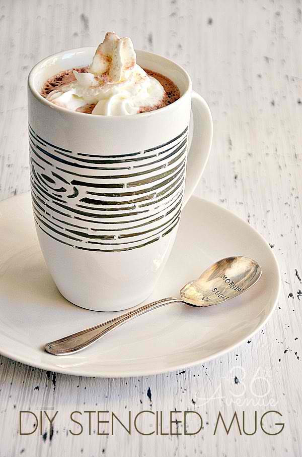 DIY Permanent Marker Stenciled Mug