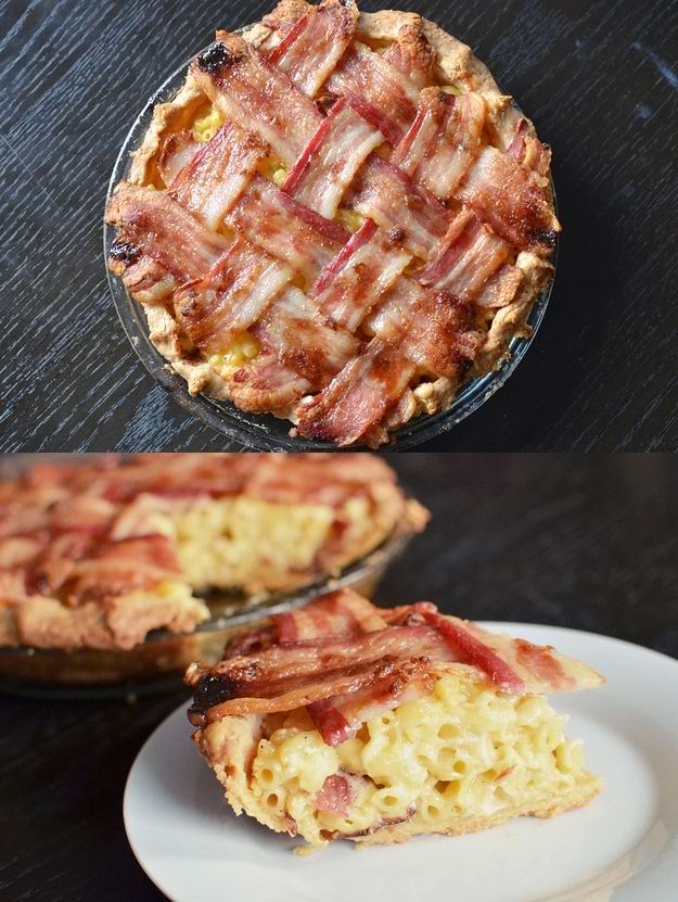 Macaroni And Cheese Pie With A Bacon Lattice