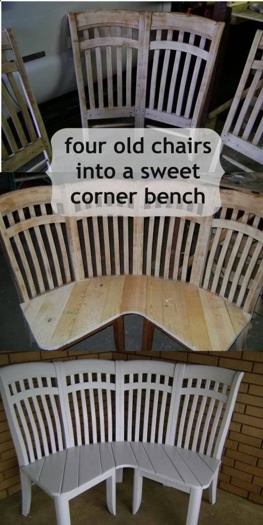 Cute Corner Bench Made from 4 Chairs