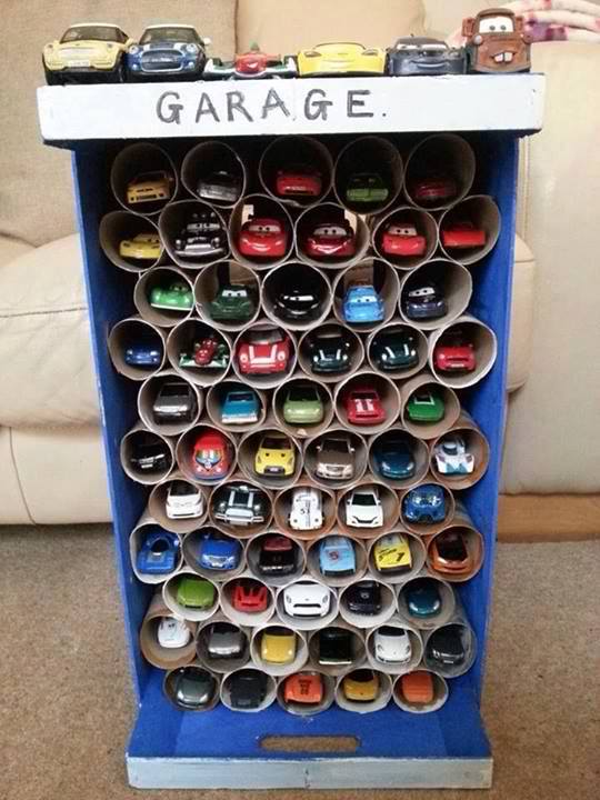 Paper Roll Toy Car Storage Project