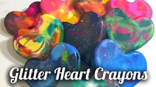How To Make Glittered Heart Crayons