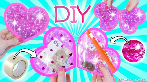 How To Make A Heart Wallet Out Of Clear Tape And Glitter